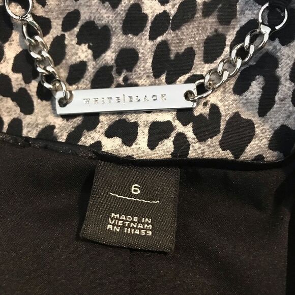 WHBM Skirt Suit Size 6 Black & Grey Animal Print 2-Piece Set Skirt & Blazer - Picture 8 of 9